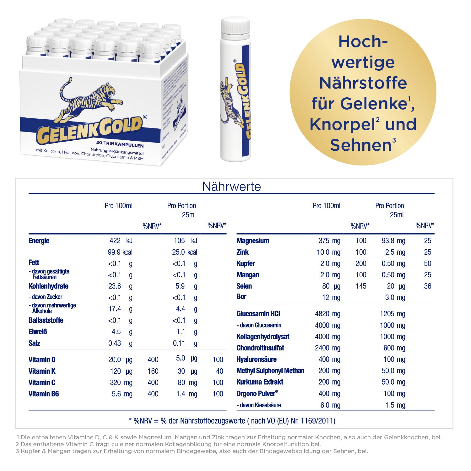 GelenkGold® Trinkampullen: Gelenknährstoff-Komplex